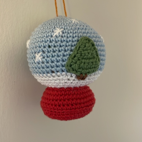 Handcrafted Snowglobe Christmas Ornament Crochet Holiday Seasonal Decor Snow - Picture 3 of 9